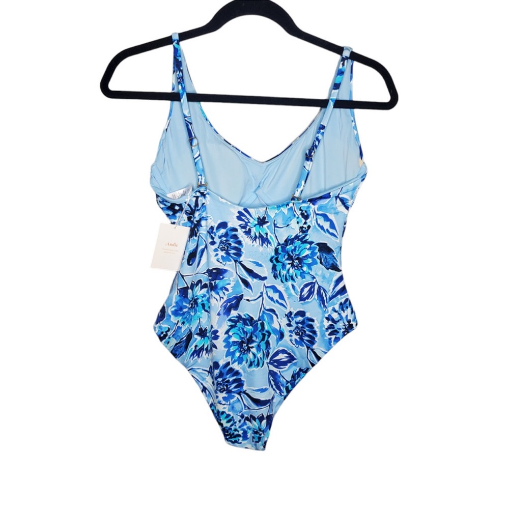 NWT Andie Baia Floral Blue and White One Piece Swimsuit M - Picture 2 of 9